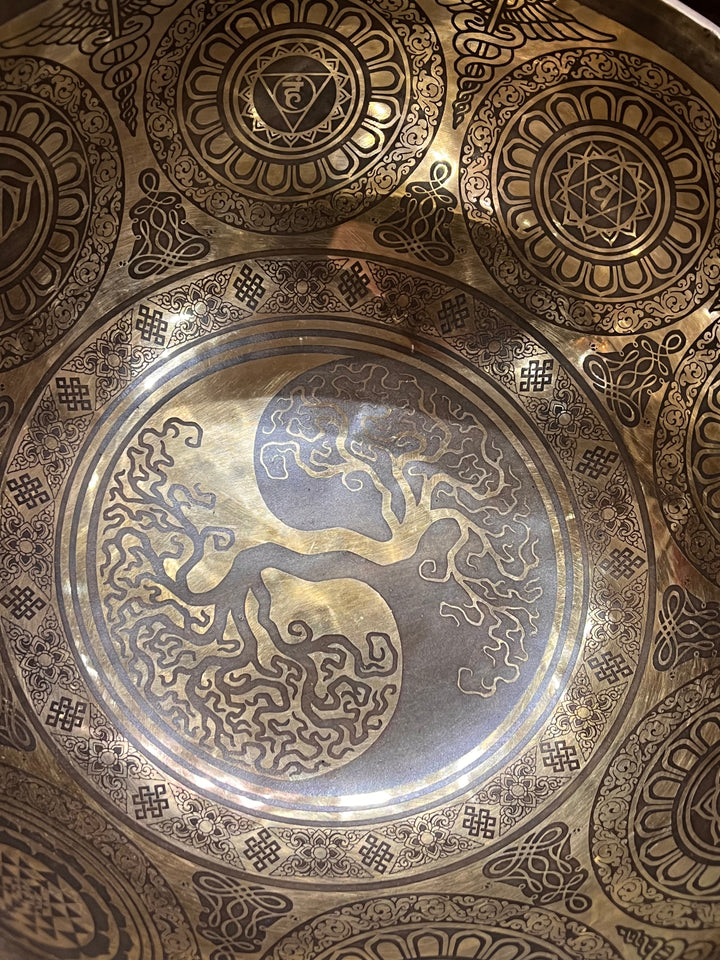 Tree of Life Sacred Mandala Solar Plexus Singing Bowl - Floating Lotus