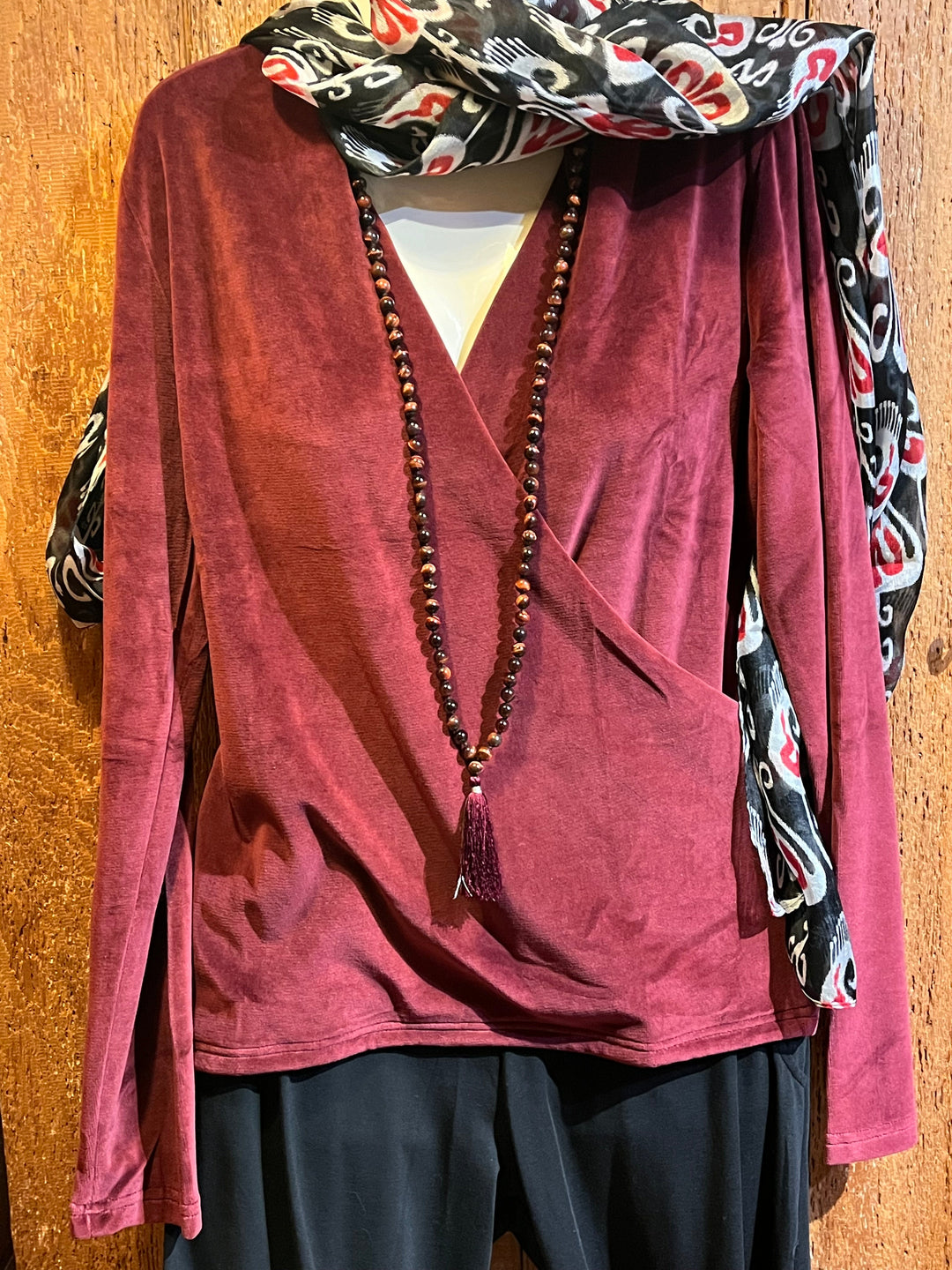 Velvet Long Sleeve Top - Floating Lotus