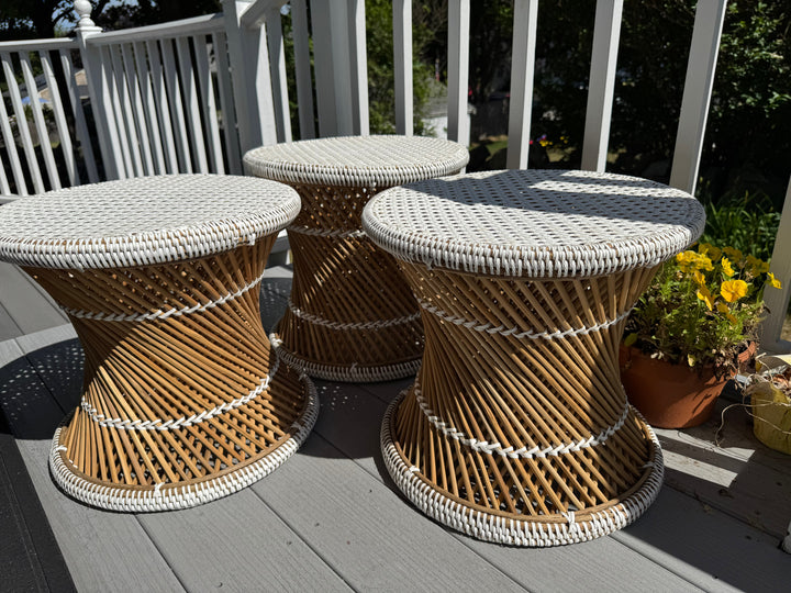White Cane Stool - Floating Lotus