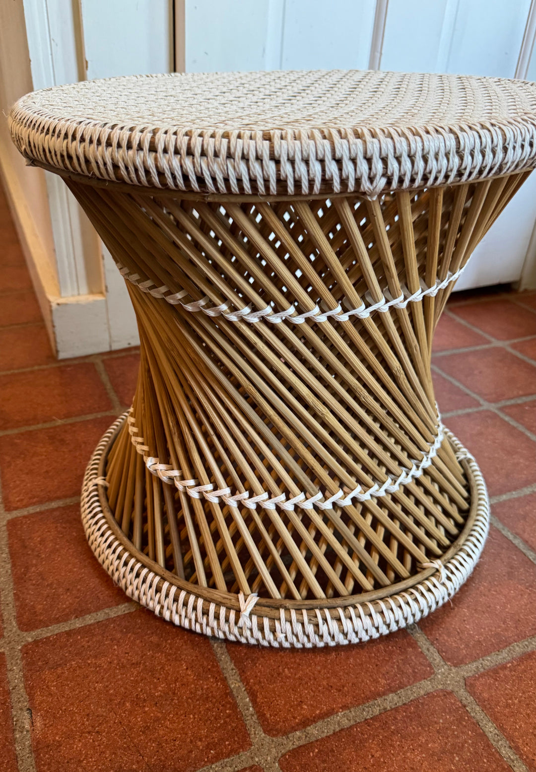 White Cane Stool - Floating Lotus