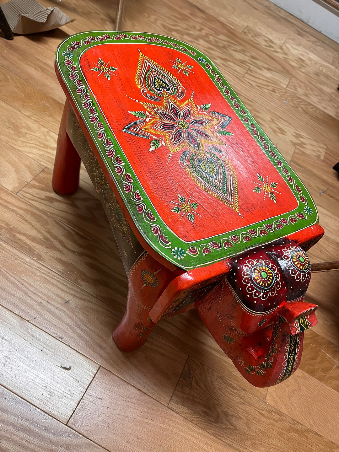 Wooden Elephant Bench - Floating Lotus