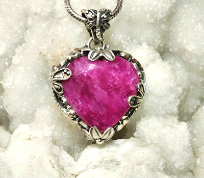 Dragonfly Encircled Heart Shaped Ruby Pendant