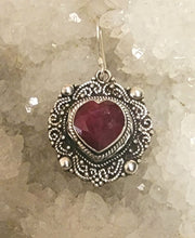 Heart Scroll Ruby Earrings