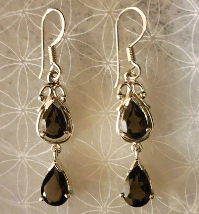 Elegant Teardrop Smoky Topaz Earrings