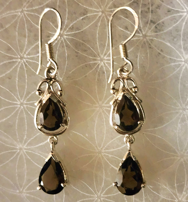 Elegant Teardrop Smoky Topaz Earrings