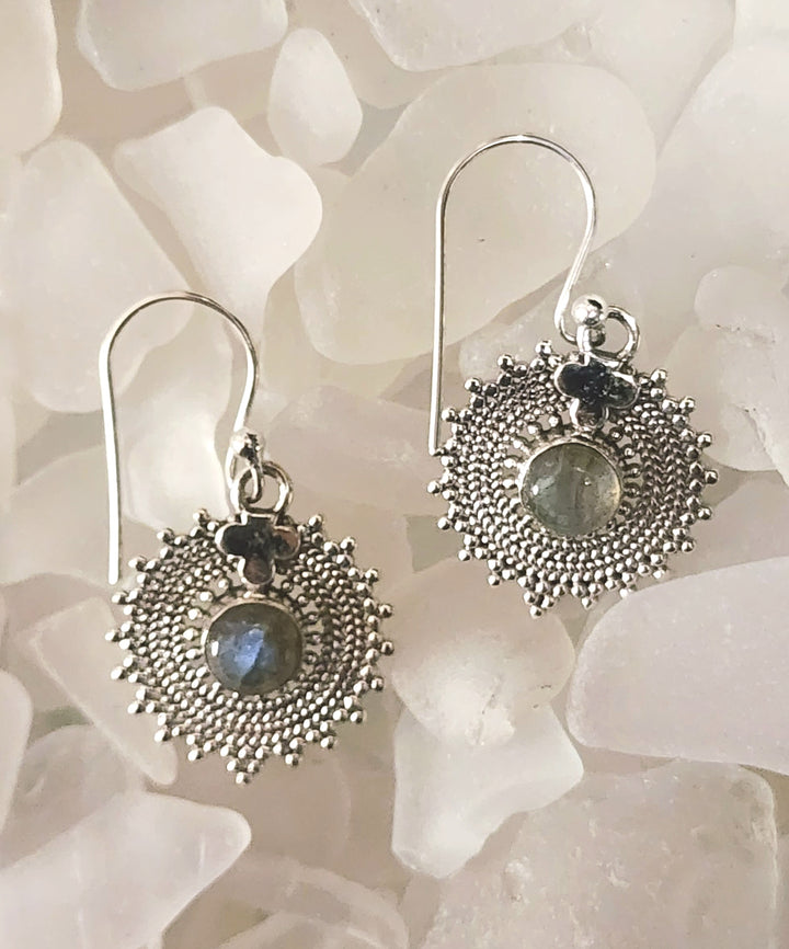 Circle Infinity Labradorite Earrings