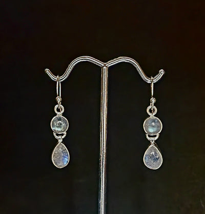 Double Drop Moonstone Earrings