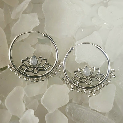 Lotus Moonstone Earrings