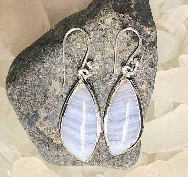 Beautiful Blue Lace Agate Drop Earrings