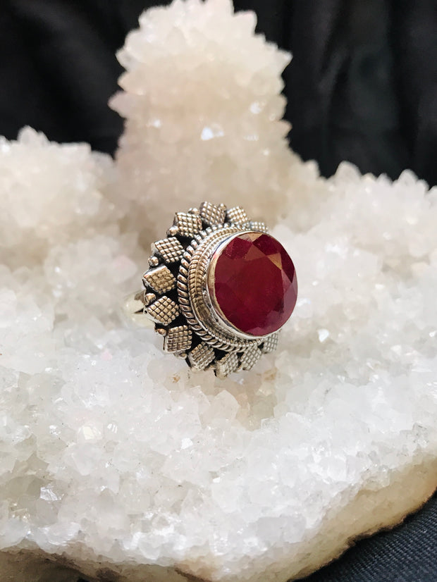Flower of Compassion Ruby Ring