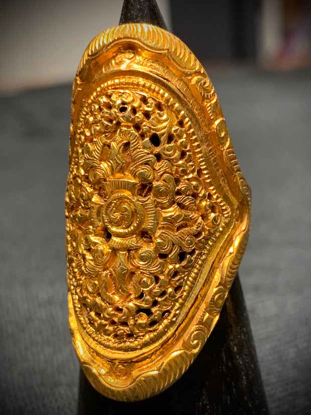 Antique Vermeil Double Dorje Ring - Floating Lotus