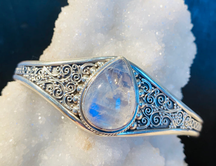 Swirling Moonstone Goddess Cuff - Floating Lotus