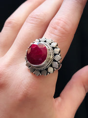 Flower of Compassion Ruby Ring