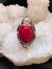 Goddess of Compassion Ruby Saddle Ring