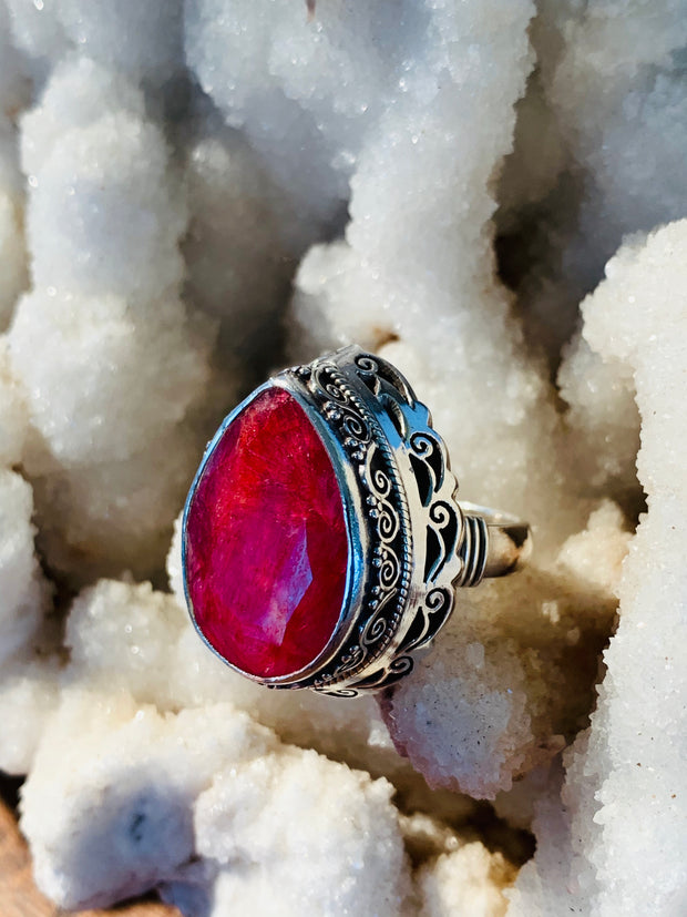 Divine Love Newari Ruby Ring - Floating Lotus