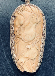 Hand Carved Trinity Stallion Pendant - Floating Lotus