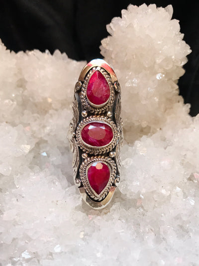 Three of Hearts Ruby Ring