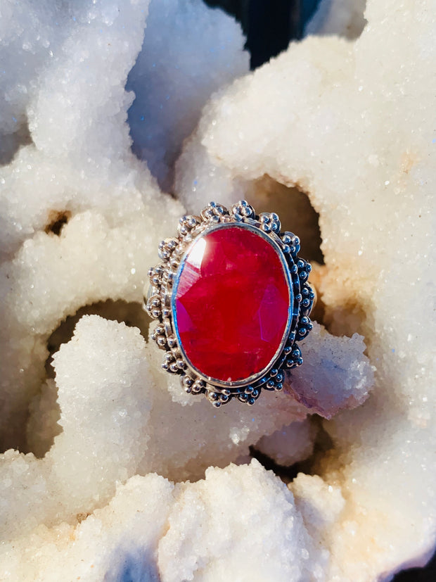 Radiant Compassion Ruby Ring - Floating Lotus