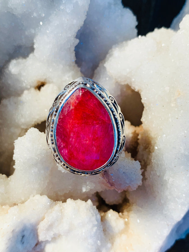 Divine Love Newari Ruby Ring - Floating Lotus
