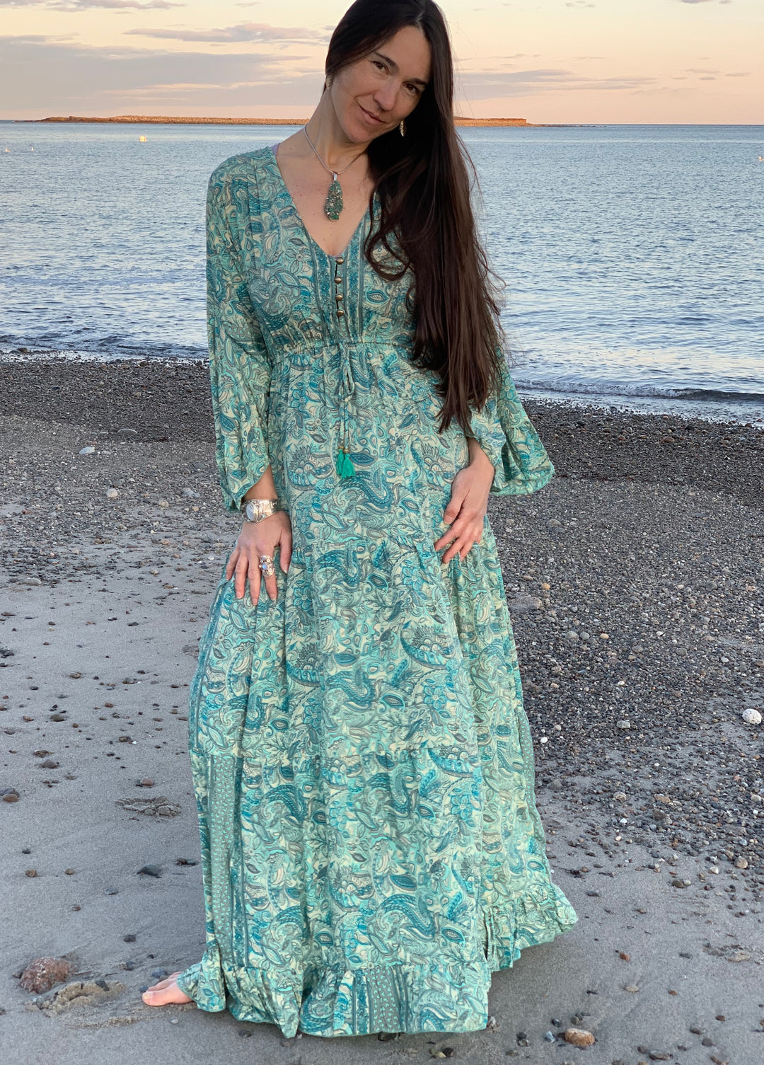 Long Peasant Dress - Floating Lotus Long Peasant Dress - Floating Lotus