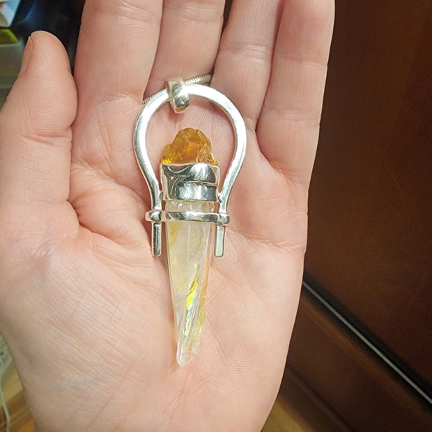 Angel Aura with Citrine Pendant - Floating Lotus