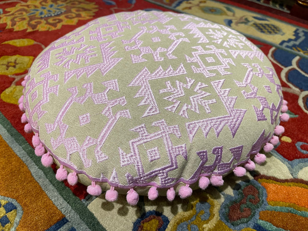Embroidered Meditation Cushion - Floating Lotus
