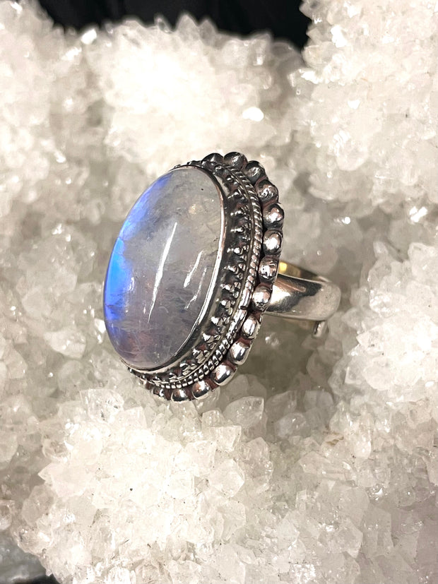 Rainbow Engagement Moonstone Ring