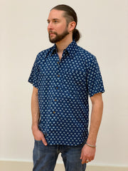 Men’s Block Printed Cotton Shirt - Floating Lotus