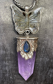 Amethyst And Labradorite Butterfly Pendant