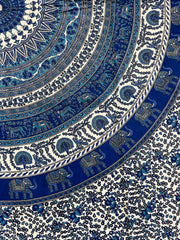 Blue Circle of Life Mandala Tapestry - Twin Size