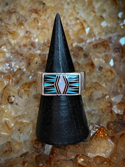 Turquoise & opal inlay ring