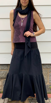Cotton Skirt with Pockets - Floating Lotus