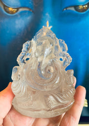 Ganesh Statue Himalayan Quartz Crystal - Floating Lotus