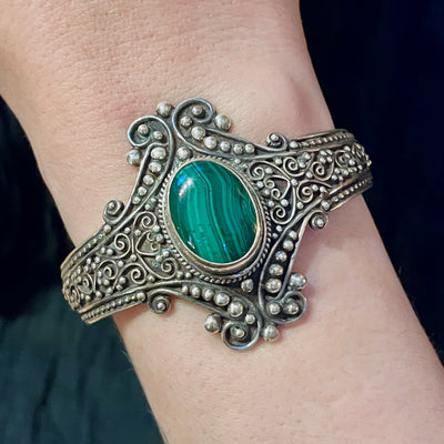 Verdant Malachite Cuff Bracelet