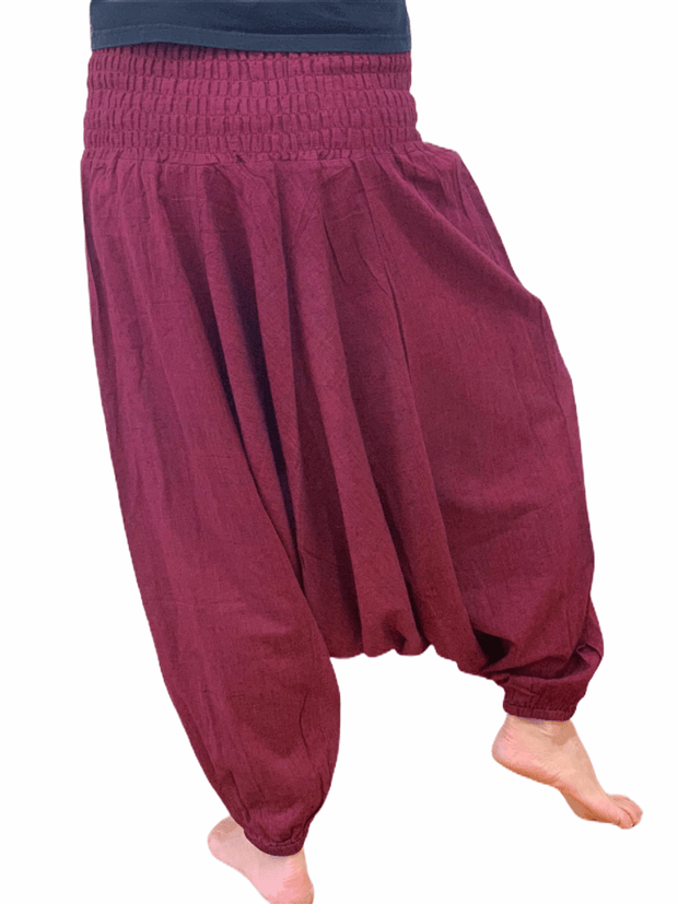 Cotton Drop Crotch Harem Pants - Floating Lotus
