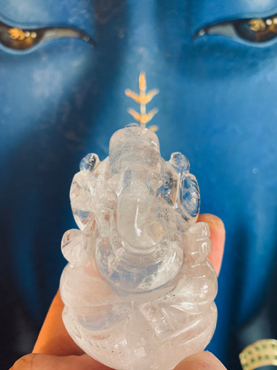 Ganesh Statue Himalayan Quartz Crystal - Floating Lotus