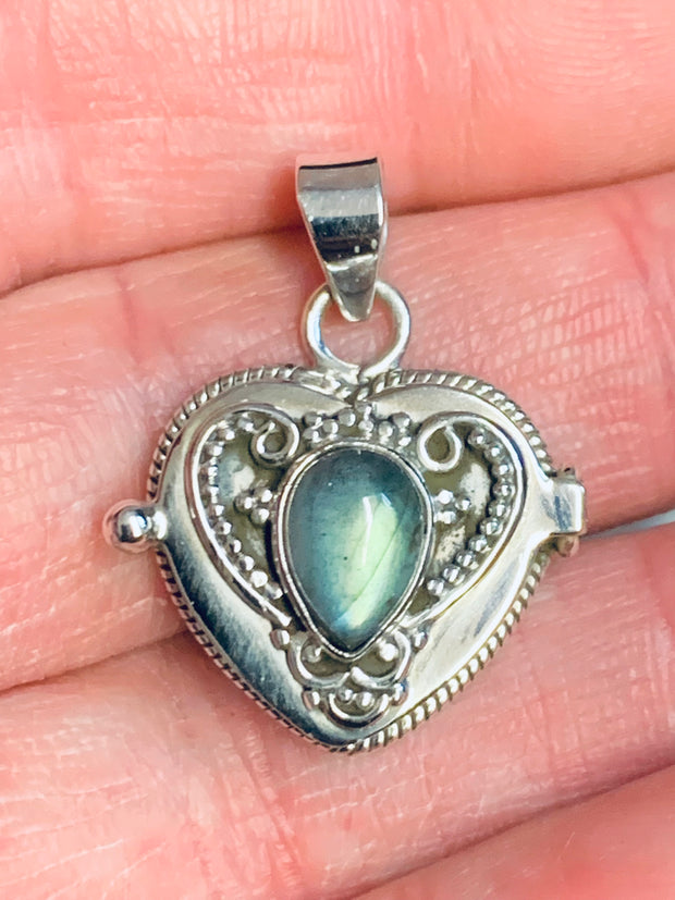 Labradorite Heart Locket Pendant
