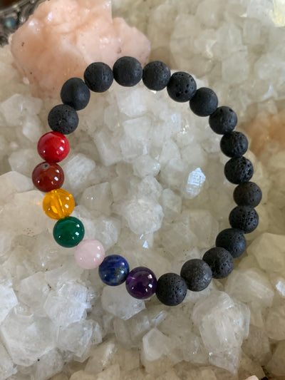 chakra mala bracelet lava stones