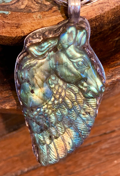 Labradorite Pegasus Pendant - Floating Lotus