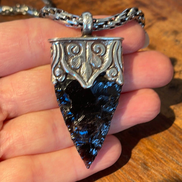Obsidian & Moonstone Pendant