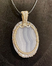 Blue Lace Agate Tree of Life Pendant