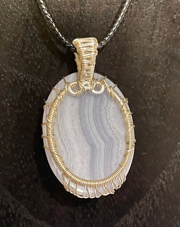 Blue Lace Agate Tree of Life Pendant