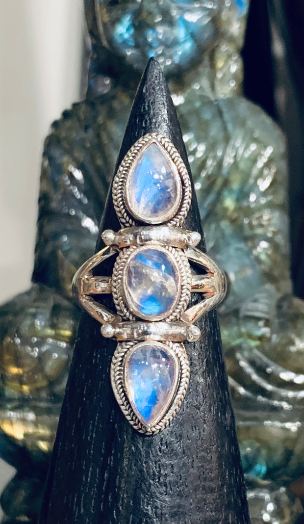 Rainbow Moonstone Ring