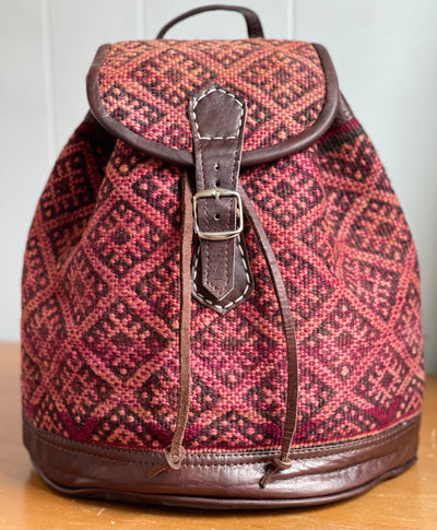 Poppy Red Moroccan Kilim Backpack