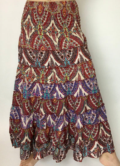 Long Paisley Panel Skirt