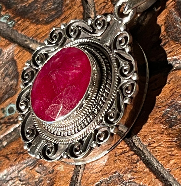 Ruby Locket Pendant Floating Lotus