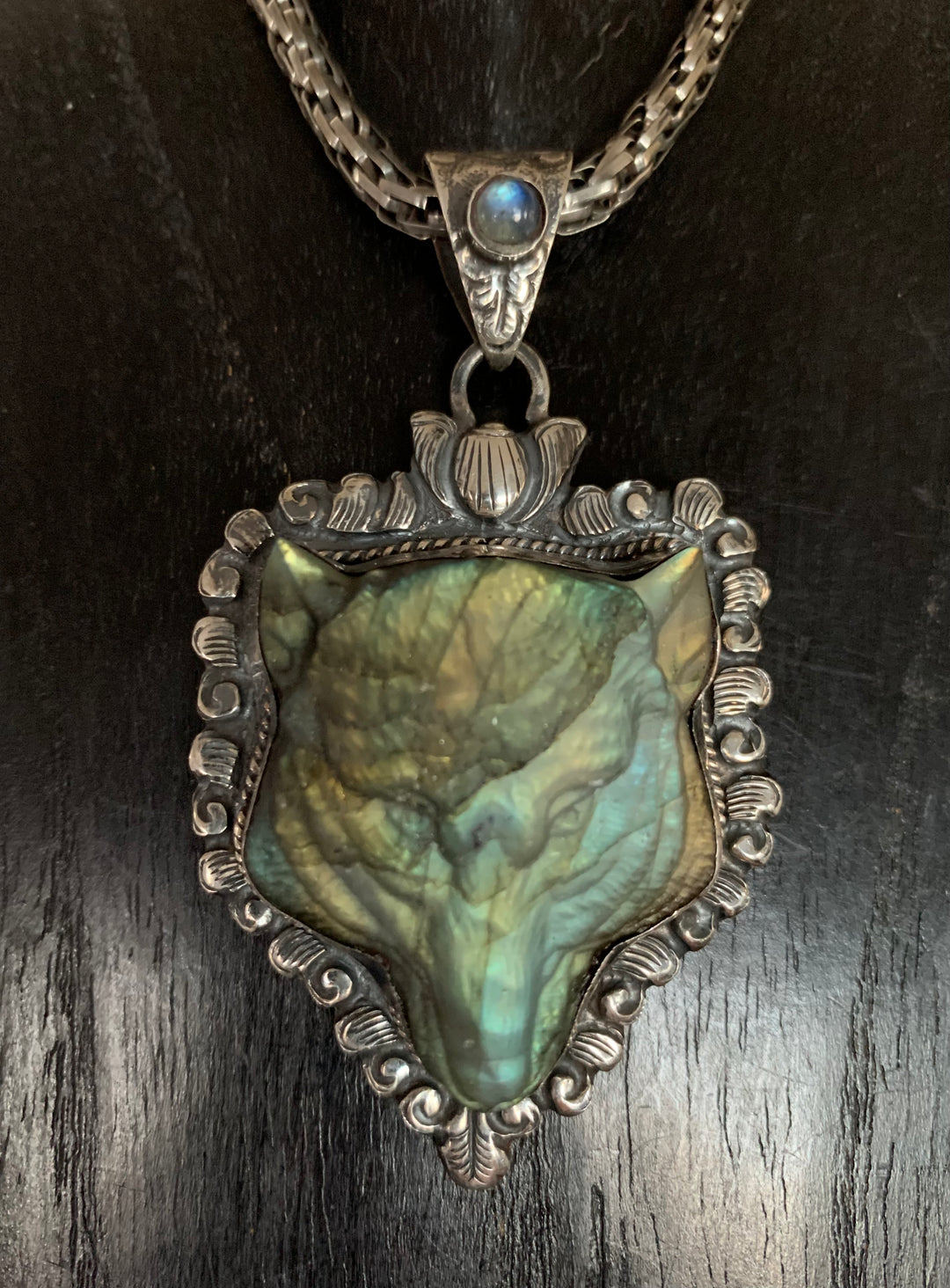 Labradorite Wolf Transformation Pendant
