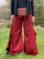 Mirror Embroidered Waist Pants - Floating Lotus