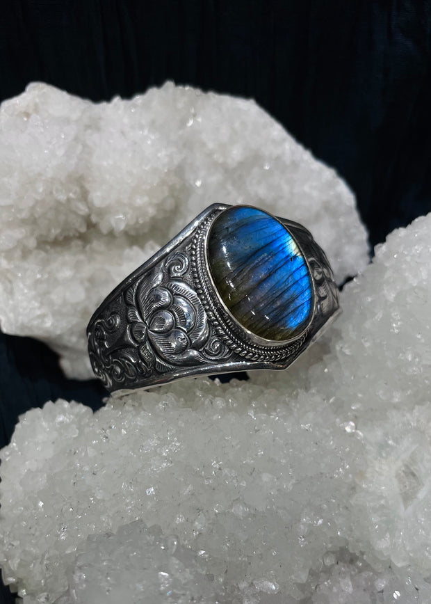Cosmic Lotus Labradorite Cuff Bracelet