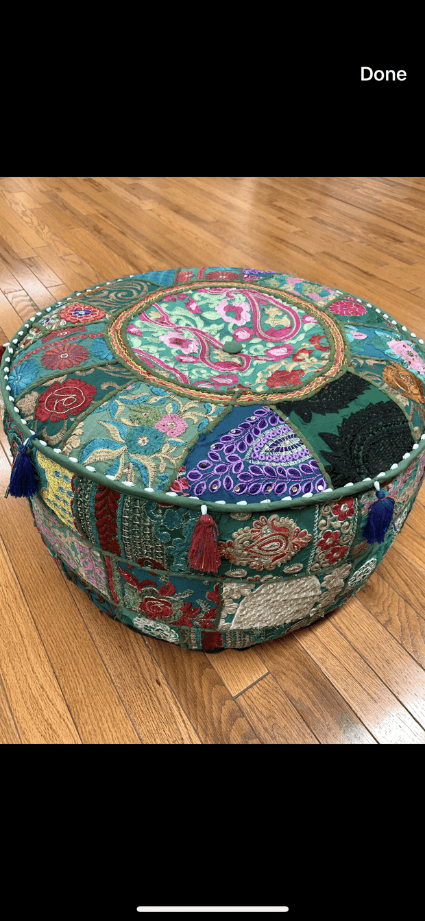 Patchwork Pouf Ottoman ~ Medium Size